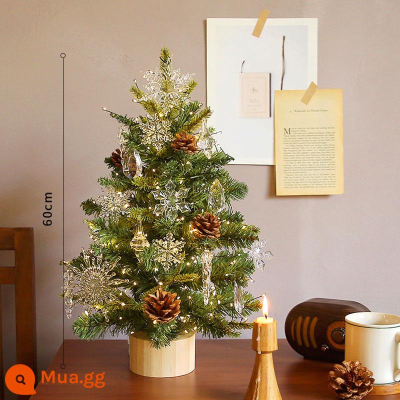 Tiansheng Hàn Quốc Phiên bản Mini Tree Christmas Tree Home đặt bữa ăn Giáng sinh Trang trí đồ trang trí sáng tạo đồ trang trí sáng tạo - Cây thông Noel pha lê trong suốt 60cm [có đèn dây]