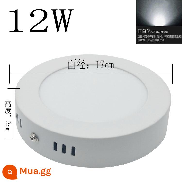 Đèn LED downlight âm trần tròn gắn trên bề mặt, không cần khoan, đèn phòng ngủ phòng khách, đèn bảng điều khiển 6W12W18W24W - Ánh sáng trắng dương 12W 17×3cm