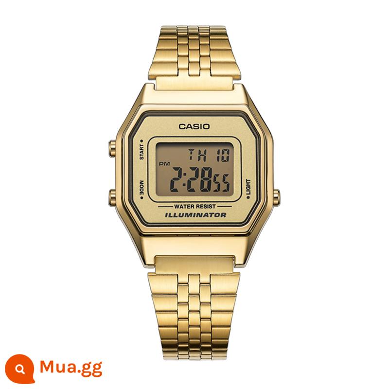 Gửi thư trực tiếp ở nước ngoài Đồng hồ CASIO nam và nữ nhỏ màu vàng đồng hồ mặt vuông nhỏ bạc nhỏ đồng hồ điện tử cổ điển A168/158 - Mẫu nữ LA680WGA-9D