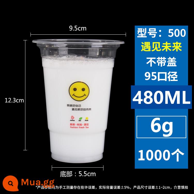 95 ly trà sữa dùng một lần thương mại 400 cốc nhựa 700ml cốc uống nước trái cây có nắp cốc sữa đậu nành - 500-gặp tương lai 1000