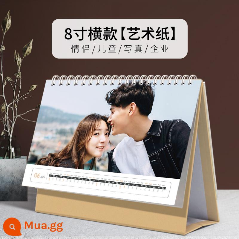 Lịch để bàn tùy chỉnh 2023 lịch để bản đồ tùy chỉnh năm con thỏ ảnh bé sáng tạo tự làm doanh nghiệp in logo sản xuất - Phiên bản ngang 8 inch [giấy nghệ thuật]