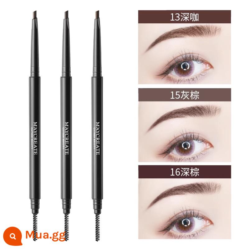 3pcs|Athletic Chuangyan Eyebrow Pencil Không thấm nước và mồ hôi cho nữ - Kiểu dáng rất đẹp (13 nâu đậm + 15 nâu xám + 16 nâu sẫm)