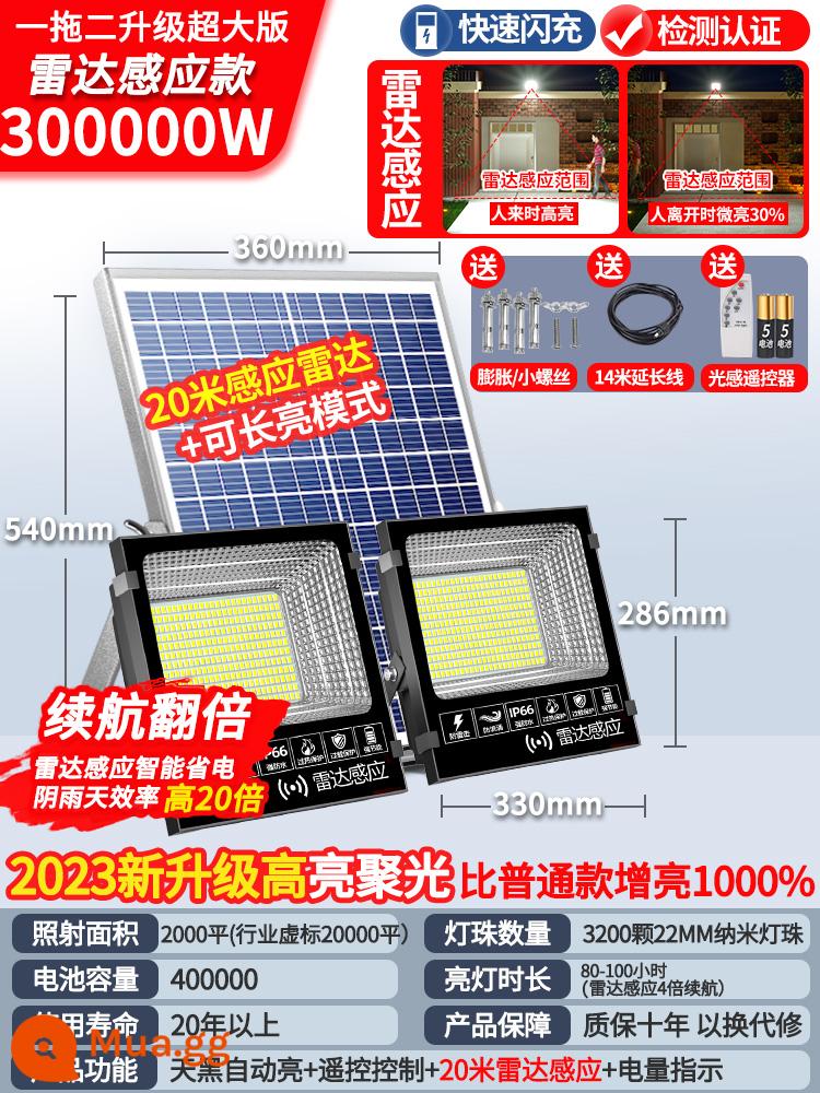 2023 Năng Lượng Mặt Trời Mới Đèn Sân Vườn Ngoài Trời Hộ Gia Đình 10000W Chống Nước Chiếu Sáng Trong Nhà Cơ Thể Con Người Cảm Ứng Đèn Đường - 300000W-H một cho hai ★ cảm biến cơ thể con người ★ 22000 mét vuông [3200 hạt đèn phòng siêu sống] + đèn tự động khi trời tối + điều khiển từ xa