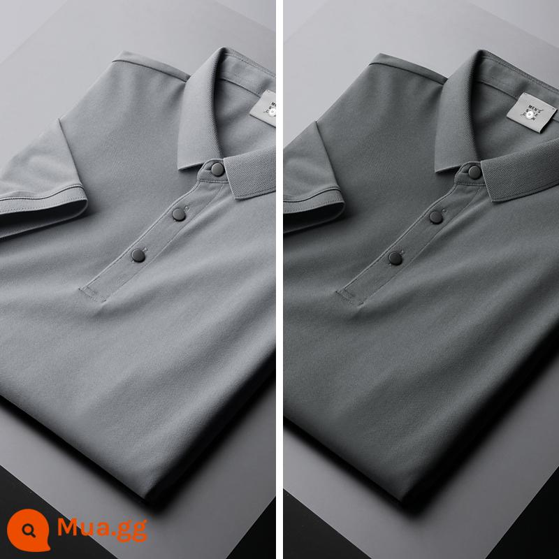 UBV cotton làm bóng áo polo piqué nam tay ngắn mùa hè 2023 Áo thun ve áo lụa băng lụa Ralph Lauren polo xu hướng hàng đầu - Xám kinh doanh nhẹ + xám bầu trời đầy sao