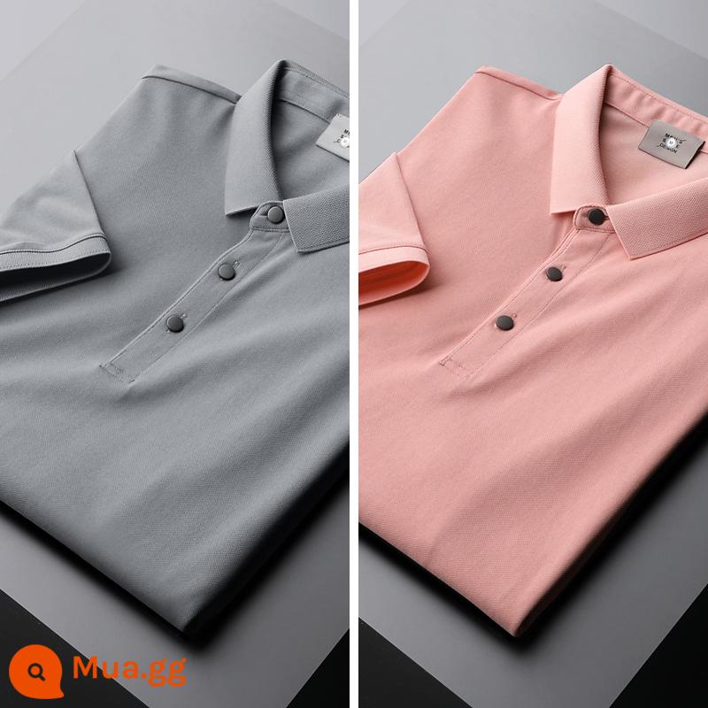 UBV cotton làm bóng áo polo piqué nam tay ngắn mùa hè 2023 Áo thun ve áo lụa băng lụa Ralph Lauren polo xu hướng hàng đầu - Màu xám kinh doanh nhẹ + bột tươi