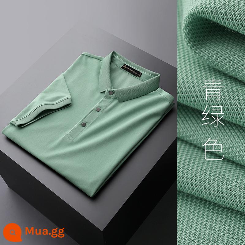 UBV cotton làm bóng áo polo piqué nam tay ngắn mùa hè 2023 Áo thun ve áo lụa băng lụa Ralph Lauren polo xu hướng hàng đầu - màu xanh lá