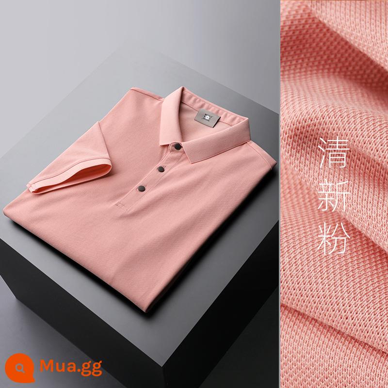 UBV cotton làm bóng áo polo piqué nam tay ngắn mùa hè 2023 Áo thun ve áo lụa băng lụa Ralph Lauren polo xu hướng hàng đầu - bột tươi