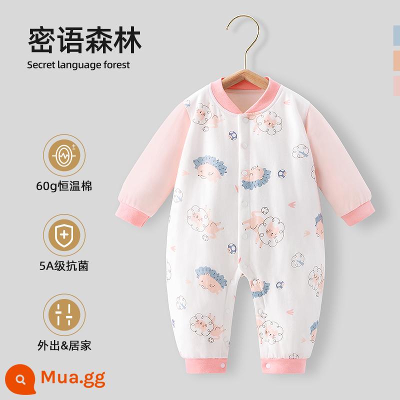 Bộ quần áo trẻ em Bettys mùa xuân và mùa thu áo liền quần sơ sinh cotton nguyên chất áo liền quần bốn mùa bộ đồ ngủ dài tay - Rừng Thì Thầm - Quilted