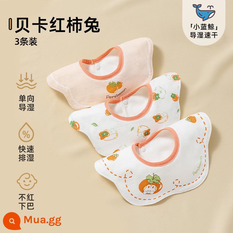 Betis yếm bé mùa thu đông nguyên chất cotton gạc nước bọt khăn ăn bé sơ sinh chống thấm nước chống nhổ nước bọt yếm - Thỏ cà chua Becca [100% cotton* hút ẩm và nhanh khô] 3 gói