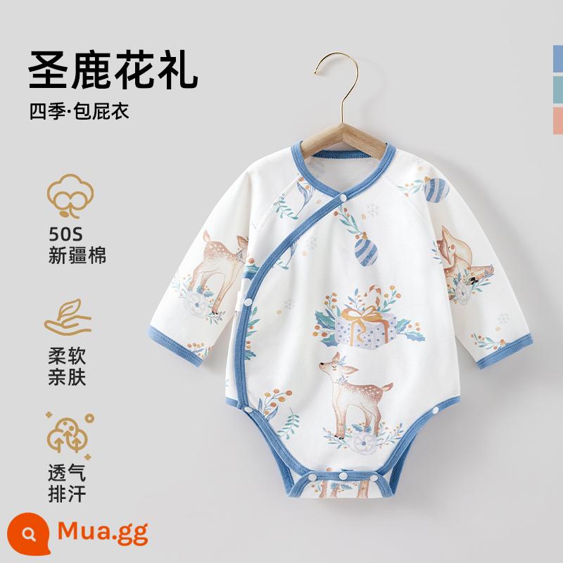 Quần áo đánh rắm cho bé Betis, quần áo một mảnh dài tay mùa xuân thu cho bé, áo hoodie cotton nguyên chất cho bé sơ sinh mùa hè - Lễ Tặng Hoa Hươu Linh thiêng