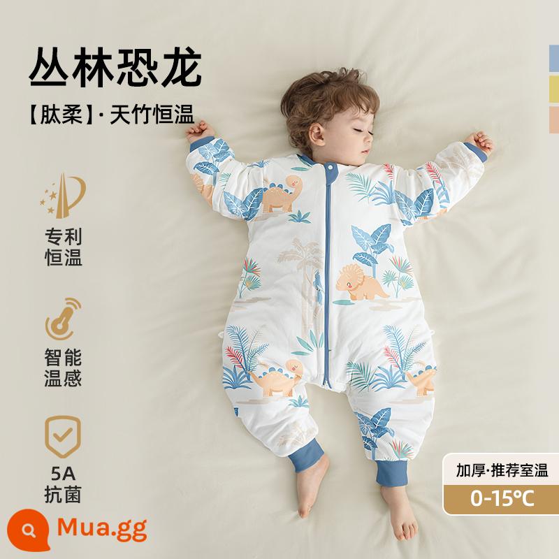 Túi ngủ trẻ em Betex mẫu xuân hạ thu đông nhiệt độ không đổi cotton nguyên chất bốn mùa phổ quát trẻ em chăn chống đá túi ngủ trẻ em chia chân - Nhiệt độ không đổi thông minh [dày lên vào mùa đông, nhiệt độ phòng 0-15oC] Khủng long rừng