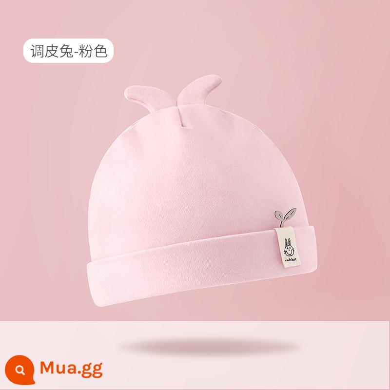 Mũ Bé Bettys Mùa Xuân Và Mùa Thu Mới Cotton Lốp Nón Sơ Sinh Nam Cho Bé Sơ Sinh 0-6 Tháng Mùa Thu Đông - Thỏ nghịch ngợm-Hồng (Xuân Thu)