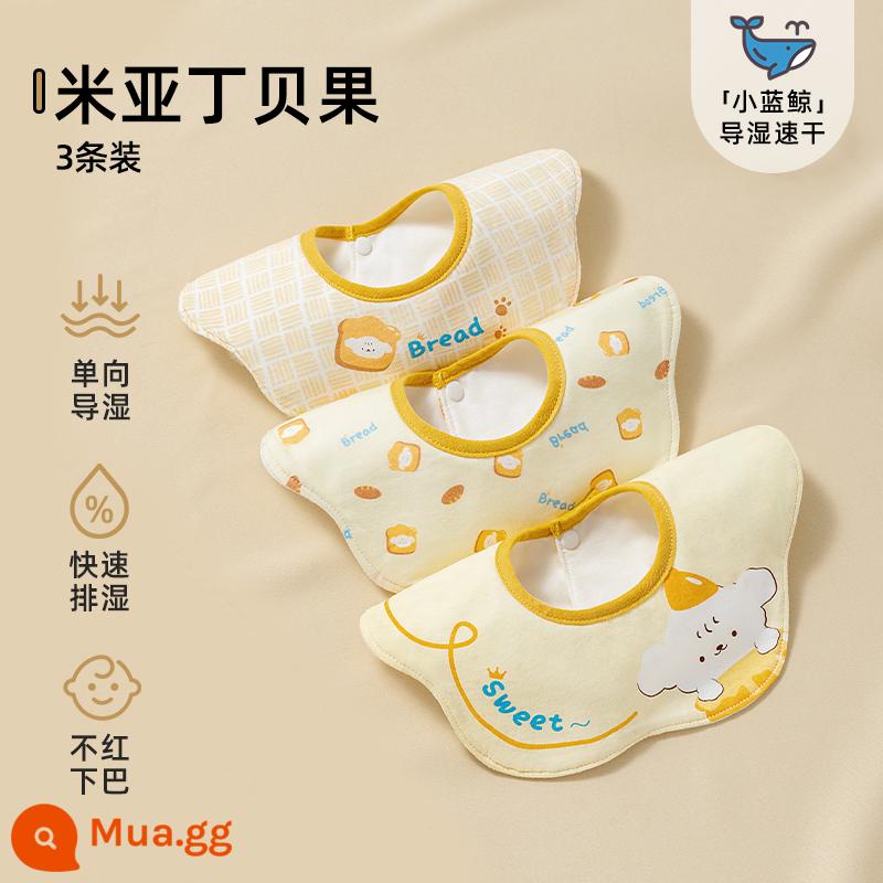 Betis yếm bé mùa thu đông nguyên chất cotton gạc nước bọt khăn ăn bé sơ sinh chống thấm nước chống nhổ nước bọt yếm - Bánh mì tròn Myadin [100% cotton* hút ẩm và khô nhanh] 3 gói