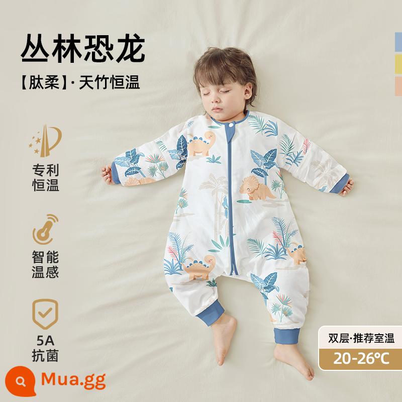 Túi ngủ trẻ em Betex mẫu xuân hạ thu đông nhiệt độ không đổi cotton nguyên chất bốn mùa phổ quát trẻ em chăn chống đá túi ngủ trẻ em chia chân - Nhiệt độ không đổi thông minh [Nhiệt độ phòng hai lớp mùa xuân và mùa thu 20-26oC] Khủng long rừng