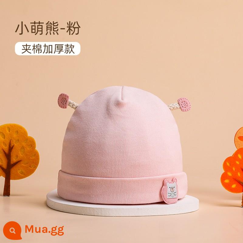 Mũ Bé Bettys Mùa Xuân Và Mùa Thu Mới Cotton Lốp Nón Sơ Sinh Nam Cho Bé Sơ Sinh 0-6 Tháng Mùa Thu Đông - Chú Gấu Nhỏ Dễ Thương-Hồng (Mùa Thu Đông)