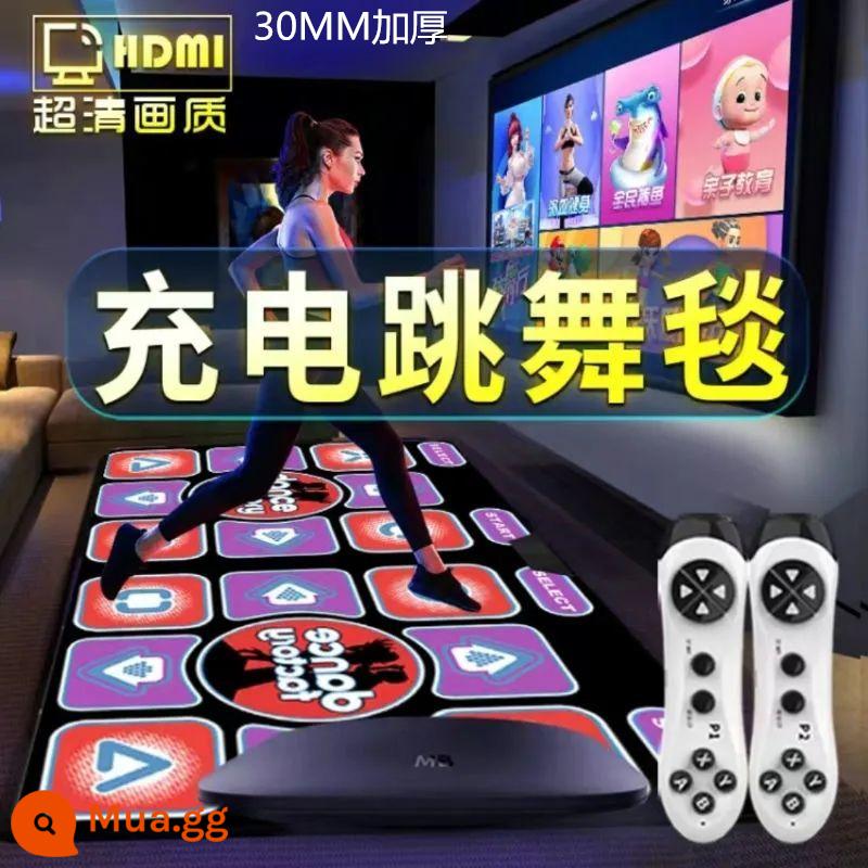 Mới Sạc Đôi Không Dây Cực Rõ Thảm Nhảy Chạy Game Tivi Máy Tính Kép Giao Diện Nhà Somatosensory Máy - Sạc không dây PVC Lover Jump 30MM + Tay cầm sạc + Máy chủ không dây + Chất lượng hình ảnh cực rõ