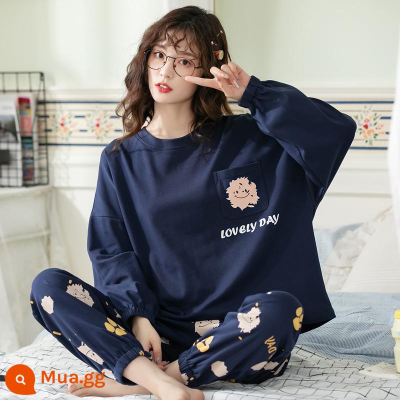 Bộ đồ ngủ nữ phong cách xuân thu 2023 mới cotton dài tay cỡ lớn cotton hè thu đông bộ đồ phục vụ tại nhà - 96141