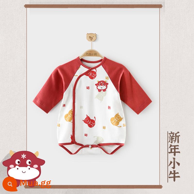 Túi cho bé xì hơi quần áo mùa thu cho bé phong cách Trung Hoa áo liền quần quần áo trẻ sơ sinh cotton Bộ đồ ngủ sơ sinh áo liền quần - bê năm mới