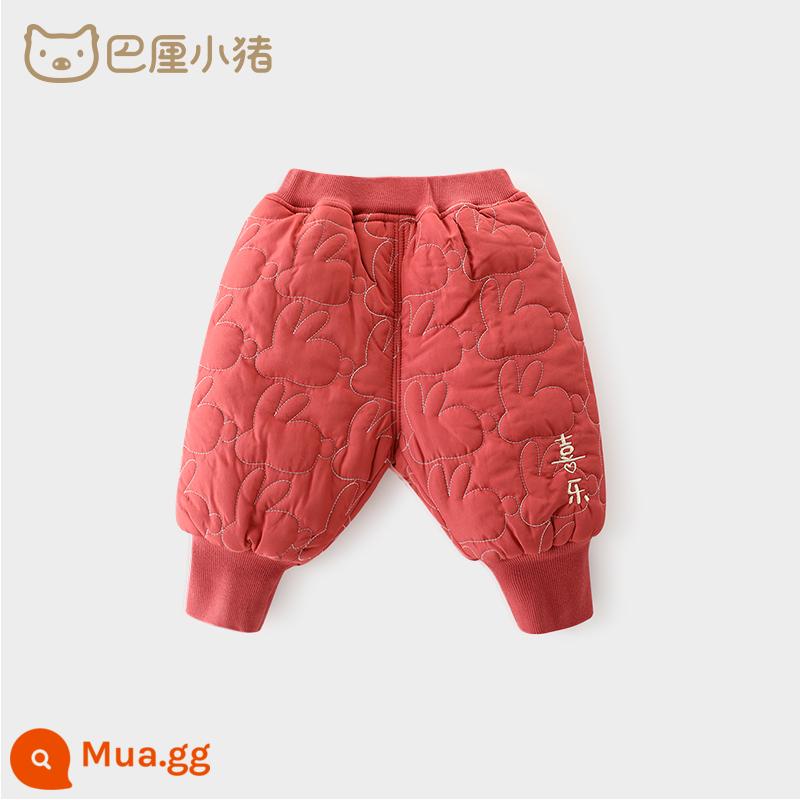 Quần ấm bé gái quần áo mùa đông quần bé trai quần cotton bé trai quần cotton phong cách Trung Hoa quần âu trẻ em quần cotton - màu đỏ thẫm