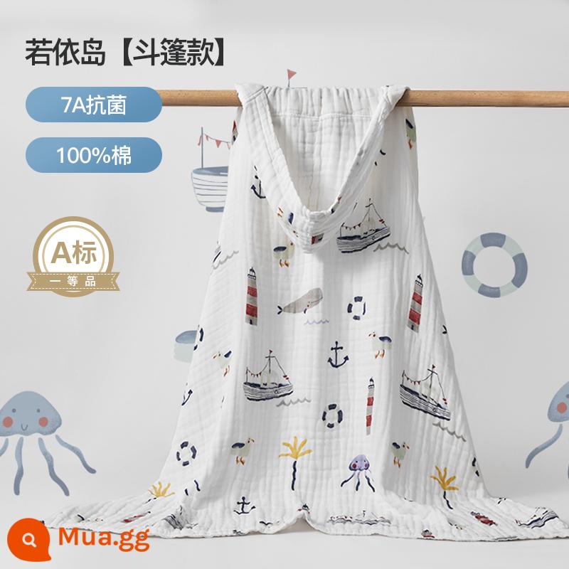 Manxi cho bé gạc tắm cotton sơ sinh bông tắm cho bé có mũ trùm đầu áo tắm trẻ em mùa xuân và mùa thu - Phong cách trùm đầu Raoyidao