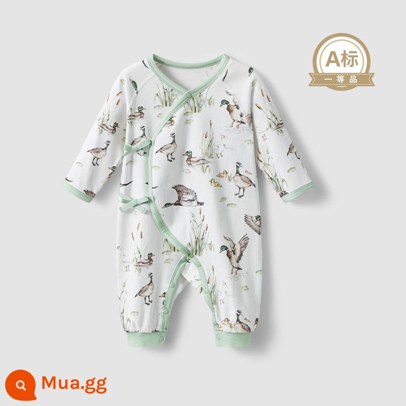 Áo liền quần trẻ em Manxi, quần áo sơ sinh, cotton nguyên chất, quần áo đáy thân thiện với da, quần yếm - Bên hồ mùa thu [phong cách Nhật Bản]