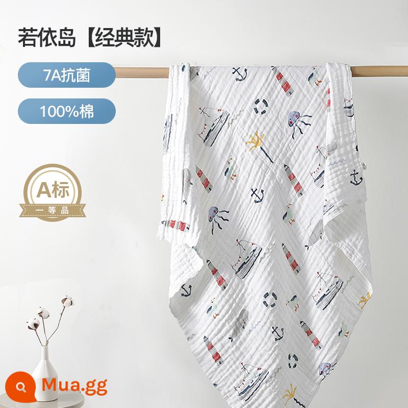 Manxi cho bé gạc tắm cotton sơ sinh bông tắm cho bé có mũ trùm đầu áo tắm trẻ em mùa xuân và mùa thu - Đảo Roy