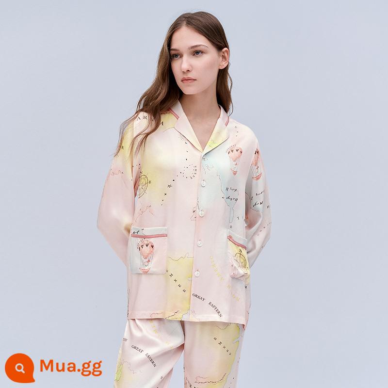 Manxi mùa hè giam quần áo phụ nữ mang thai băng lụa đồ ngủ tencel thai sản cho con bú mang thai phần mỏng dịch vụ nhà phù hợp với - Traveler (không có cổng điều dưỡng) [Lensing Tencel]