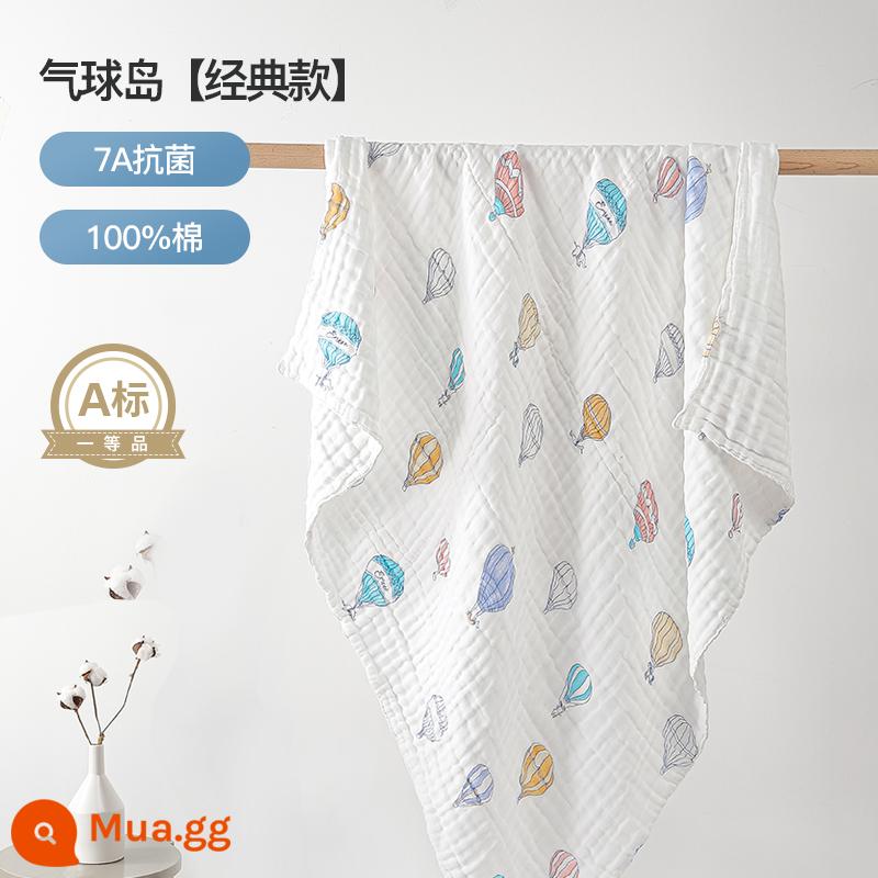 Manxi cho bé gạc tắm cotton sơ sinh bông tắm cho bé có mũ trùm đầu áo tắm trẻ em mùa xuân và mùa thu - Đảo khinh khí cầu