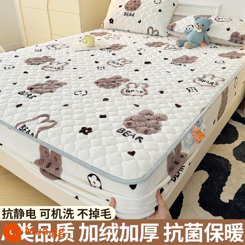 Nhung sữa chần bông trang bị tấm đơn mảnh san hô flannel trải giường mùa đông dày Simmons nệm giường túi trải giường - Fashion Bear Baby [Lớp A kháng khuẩn/ấm áp và không rụng lông]