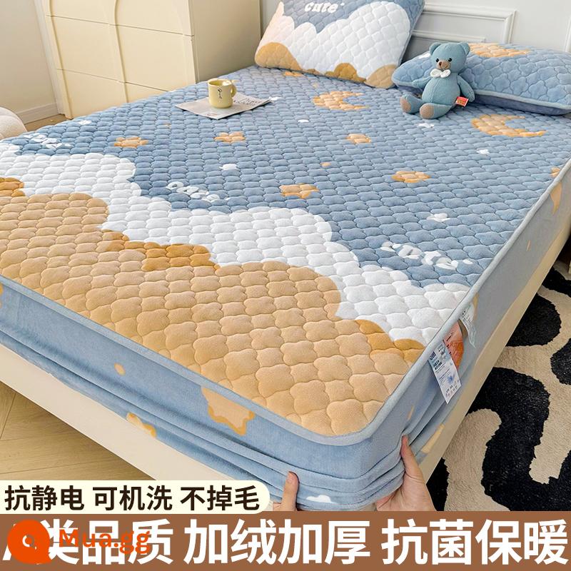 Nhung sữa chần bông trang bị tấm đơn mảnh san hô flannel trải giường mùa đông dày Simmons nệm giường túi trải giường - Dream Starry Sky [Lớp A Kháng khuẩn/ấm áp và không rụng lông]