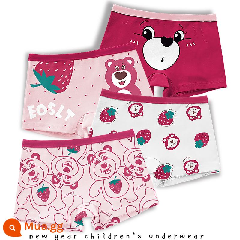 Quần lót trẻ em bé gái cotton nguyên chất full boxer bé gái trung và lớn quần đùi boxer trẻ em năm sinh thỏ đỏ Tết - 4M--ST-80419