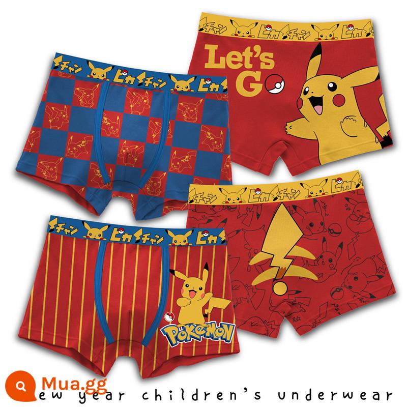 Quần lót trẻ em bé trai cotton bốn góc boxer boy 12 quần đùi vừa và lớn trẻ em 15 tuổi phần mỏng mùa hè không có pp - 4M--ST-60284