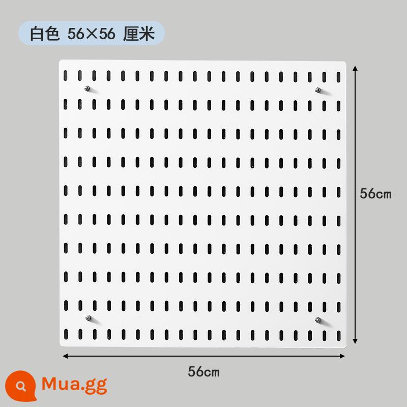 Lỗ lớn bảng tự dán đục lỗ có giá để đồ treo tường nhà bếp không đinh treo bảng treo tường phòng tắm lưu trữ hiện vật - Song song màu trắng 56*56 [bảng đặc]