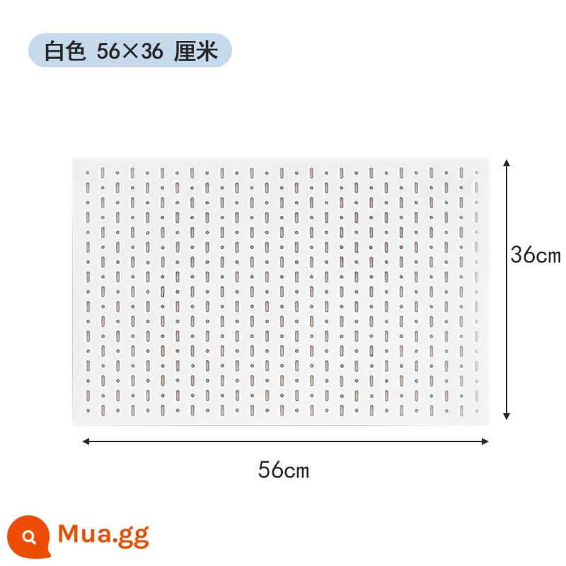 Lỗ lớn bảng tự dán đục lỗ có giá để đồ treo tường nhà bếp không đinh treo bảng treo tường phòng tắm lưu trữ hiện vật - Phiên bản ngang lỗ tròn màu trắng 56 * 36 [bảng cứng] (bao gồm miếng dán vít)