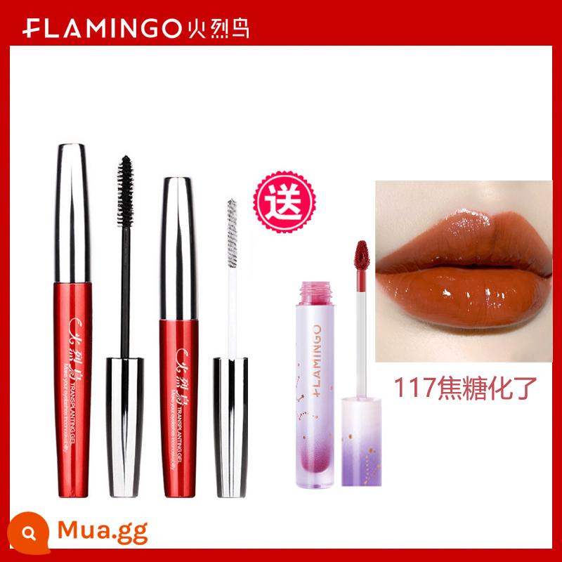 Mascara Flamingo ghép mã hóa dày đặc làm cong mảnh mai lâu trôi không thấm nước không lem mi mắt nữ lưới đỏ chính hãng - Flamingo (Incredible) + Flamingo Lip Glaze 117# caramen