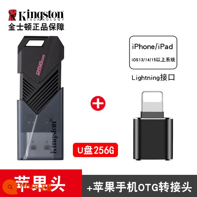 Ổ đĩa flash Kingston dung lượng lớn 128g tốc độ cao usb3 0 được mã hóa otg di động chính thức 64g Ổ đĩa flash USB 256g chính hãng - [Ổ đĩa flash USB trượt] 256G + Bộ chuyển đổi AppleOTG