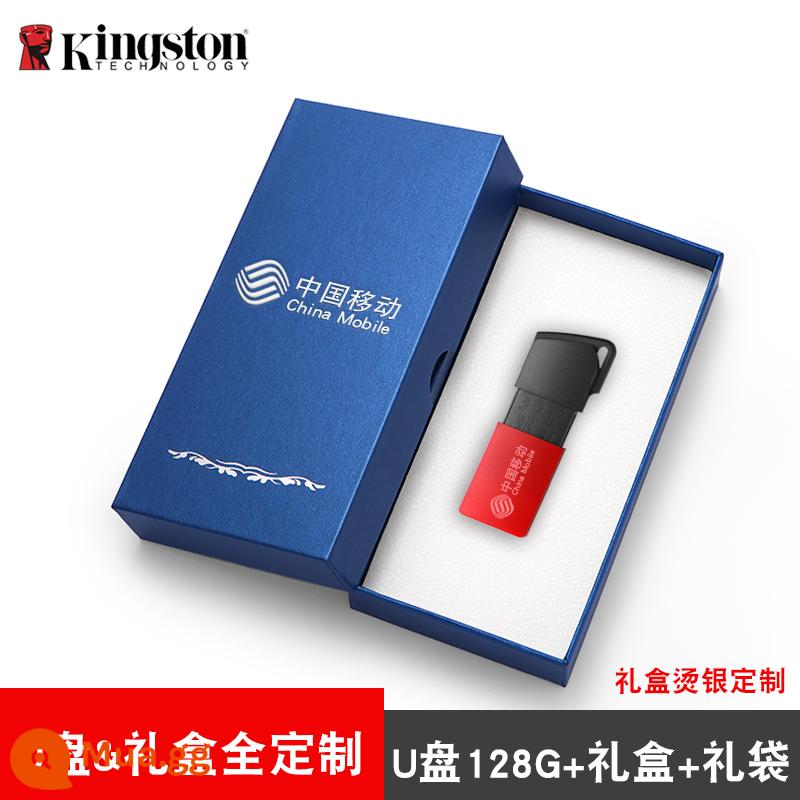 kingstonKingston ổ đĩa flash 128g nhựa USB ổ đĩa flash Kingston chính hãng hàng đầu cửa hàng chính hãng ổ đĩa flash 64g tốc độ cao - [Phiên bản thanh trượt USB3.2] Bộ hộp quà màu xanh 128g+ được tùy chỉnh