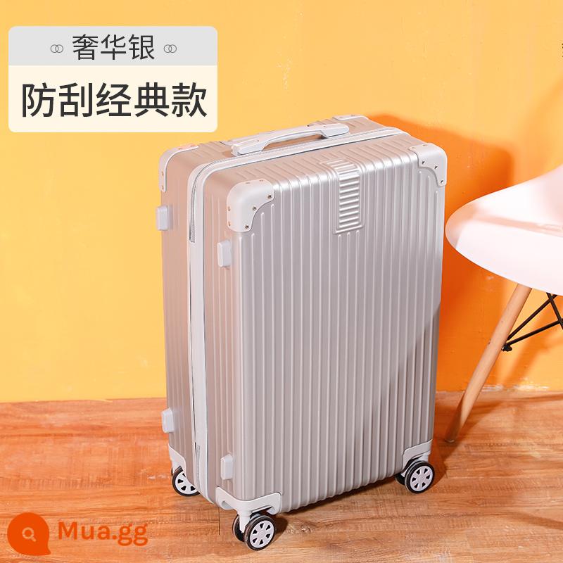 Khung Nhôm Hành Lý Tắt Tiếng Đa Năng Bánh Xe Đẩy Ốp Lưng 24 Inch Nữ Vali Bao Da 20 Mật Khẩu Lên Máy Bay bé Trai - Bạc sang trọng [Dây kéo chống trầy xước]