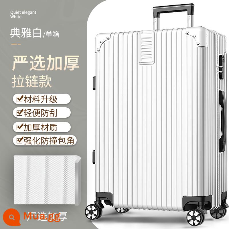 Khung Nhôm Hành Lý Tắt Tiếng Đa Năng Bánh Xe Đẩy Ốp Lưng 24 Inch Nữ Vali Bao Da 20 Mật Khẩu Lên Máy Bay bé Trai - Màu trắng thanh lịch [dây kéo được lựa chọn nghiêm ngặt]