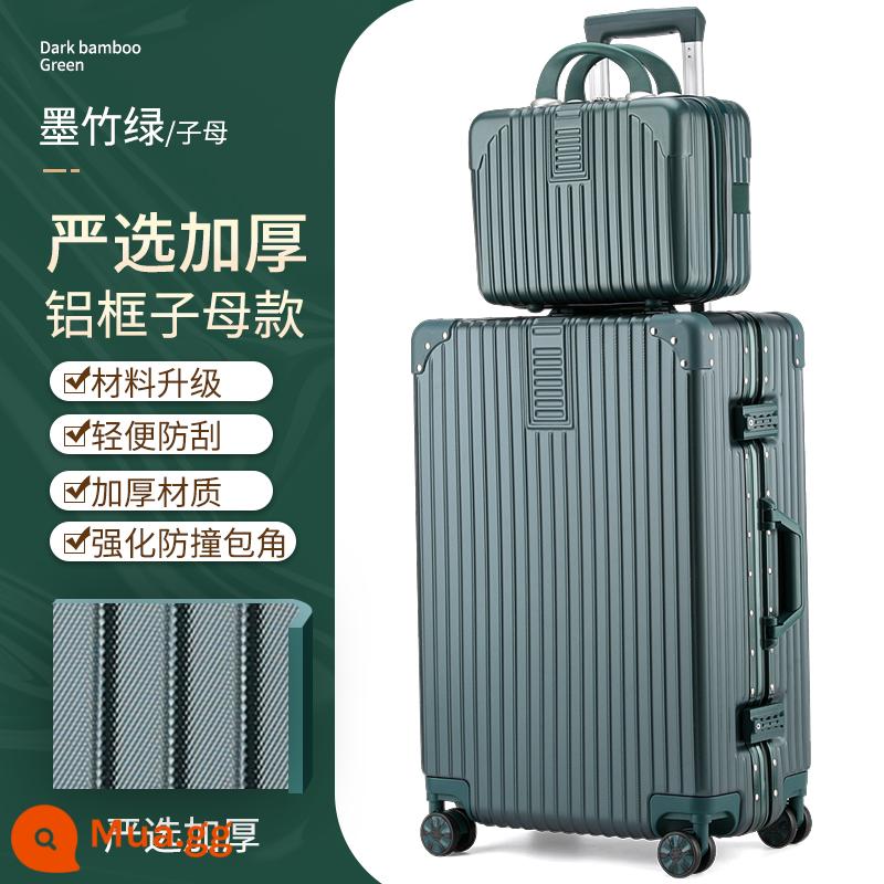 Khung Nhôm Hành Lý Tắt Tiếng Đa Năng Bánh Xe Đẩy Ốp Lưng 24 Inch Nữ Vali Bao Da 20 Mật Khẩu Lên Máy Bay bé Trai - Xanh đậm [mẹ chồng khung nhôm chọn lọc]