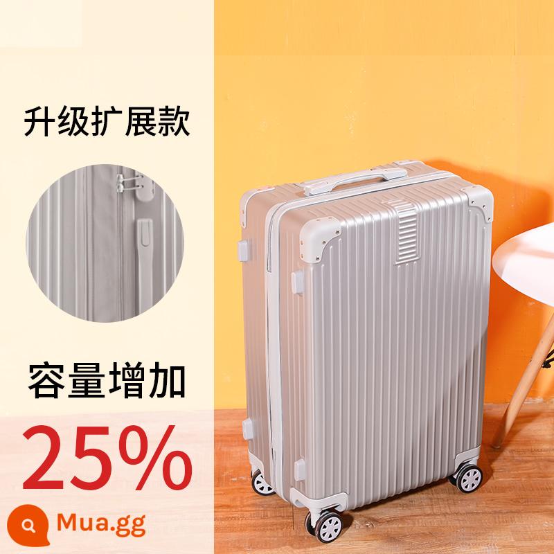 Khung Nhôm Hành Lý Tắt Tiếng Đa Năng Bánh Xe Đẩy Ốp Lưng 24 Inch Nữ Vali Bao Da 20 Mật Khẩu Lên Máy Bay bé Trai - Bạc sang trọng [Nâng cấp và mở rộng]