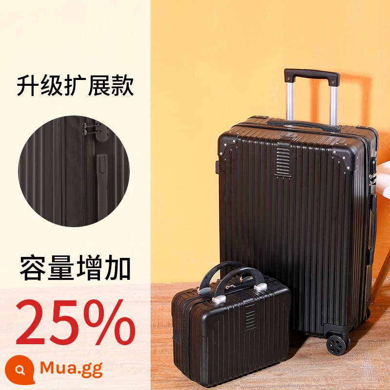 Khung Nhôm Hành Lý Tắt Tiếng Đa Năng Bánh Xe Đẩy Ốp Lưng 24 Inch Nữ Vali Bao Da 20 Mật Khẩu Lên Máy Bay bé Trai - Tính khí đen [con trai và mẹ mở rộng]