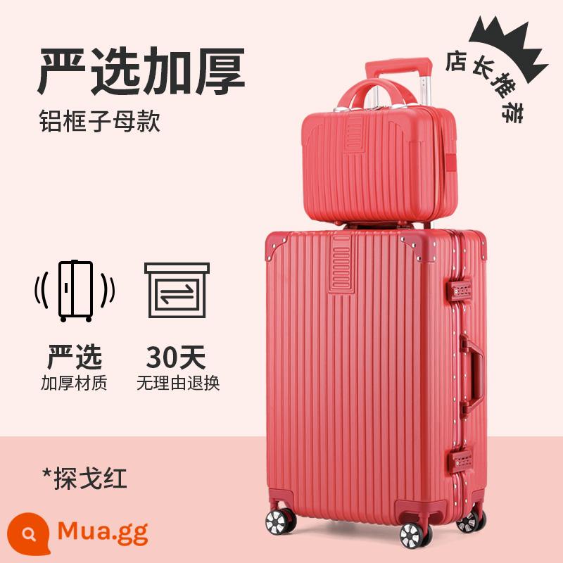 Vali nữ lên máy bay xe đẩy du lịch mạnh mẽ và bền dày nam bánh xe đa năng mật khẩu vali 24 inch dung tích lớn - Màu đỏ lễ hội [Khung nhôm được lựa chọn nghiêm ngặt - Khả năng phù hợp với kích thước lớn hơn]