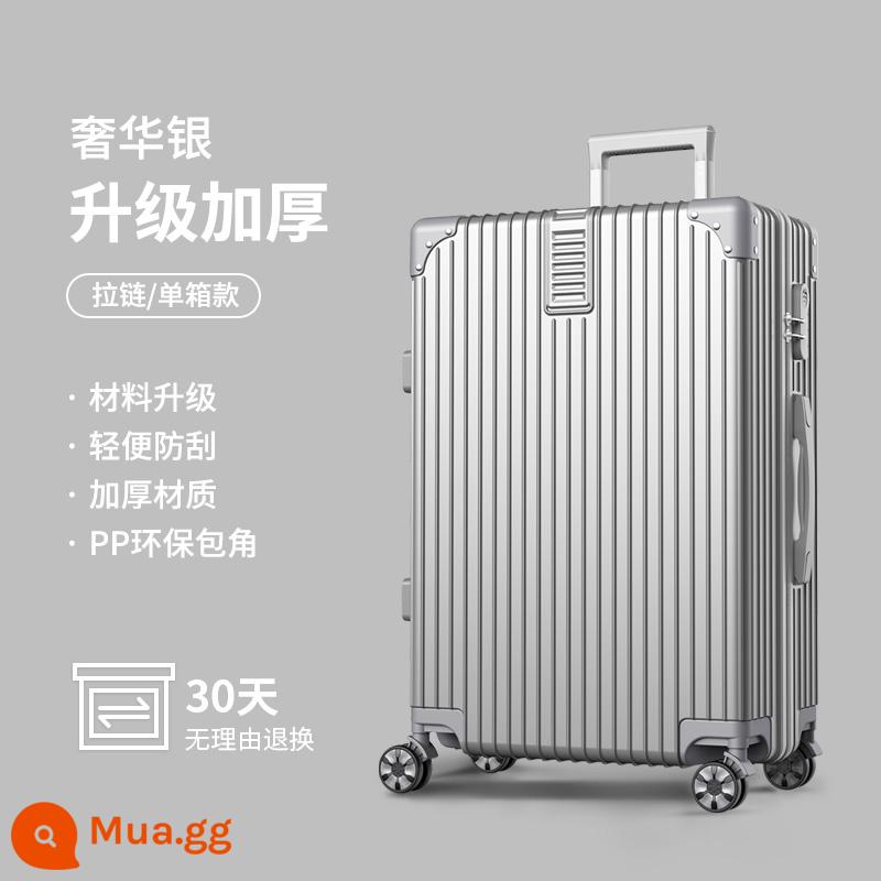 Vali nữ xe đẩy vali 24 inch 2022 bánh xe đa năng mới mật khẩu bao da 26 nam dung tích lớn 28 - Màu bạc sang trọng [nâng cấp khóa kéo]