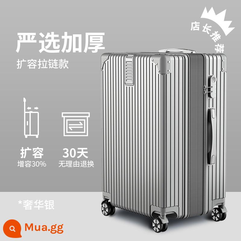 Xe Đẩy Trường Hợp Nữ Công Suất Lớn 28 Inch Mạnh Mẽ Và Bền Vali Bánh Xe Đa Năng Vali Nam Mật Khẩu Bao Da 32 - Bạc sang trọng [Mở rộng được lựa chọn nghiêm ngặt - Tăng 30% công suất]