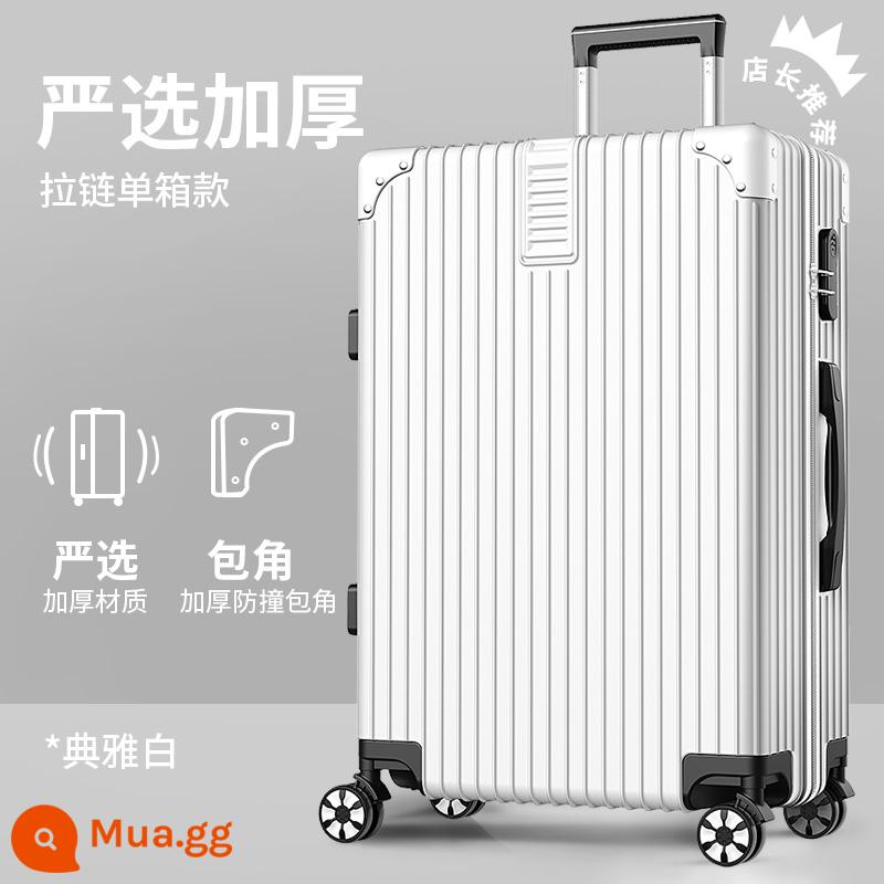 Xe Đẩy Trường Hợp Nữ Công Suất Lớn 28 Inch Mạnh Mẽ Và Bền Vali Bánh Xe Đa Năng Vali Nam Mật Khẩu Bao Da 32 - Màu trắng thanh lịch [dây kéo được lựa chọn nghiêm ngặt]