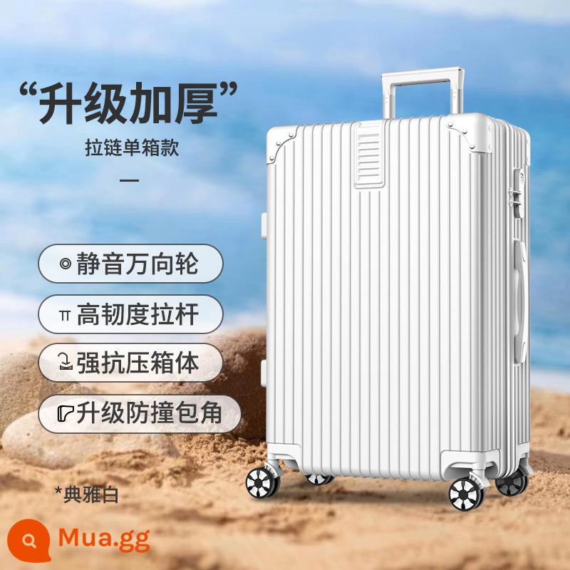 Top 10 thương hiệu vali kéo vali nữ đẹp, vali da mã sinh viên 24 inch dành cho nam, chắc chắn và bền bỉ - Màu trắng thanh lịch [Chống trầy xước]