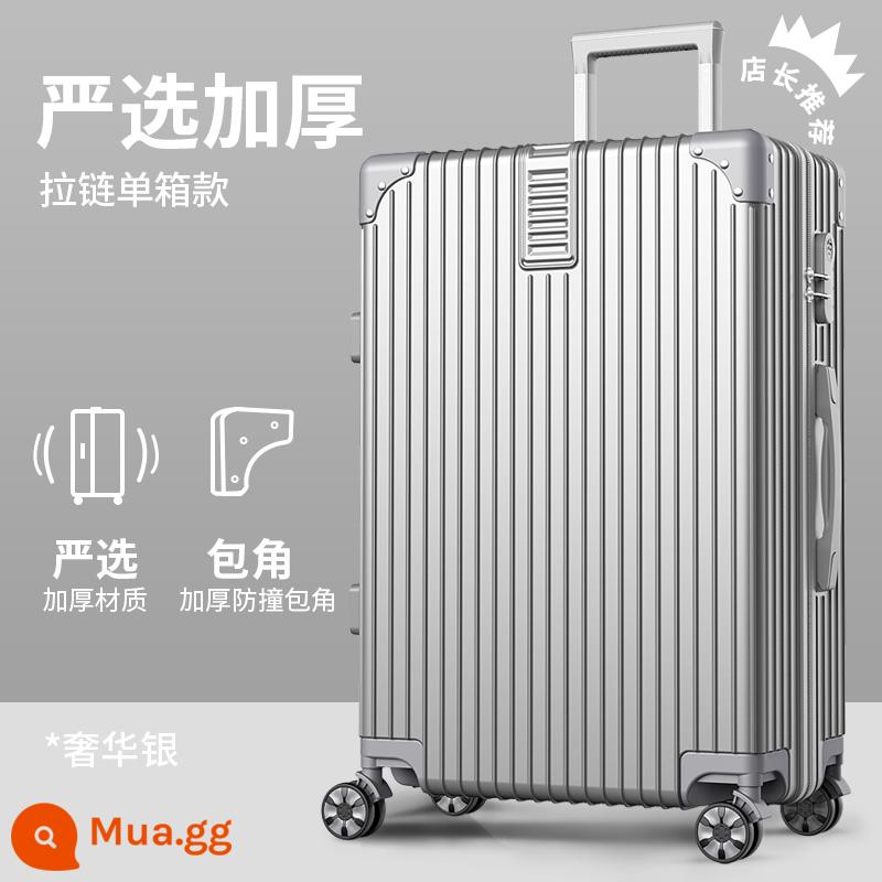 Xe Đẩy Trường Hợp Nữ Công Suất Lớn 28 Inch Mạnh Mẽ Và Bền Vali Bánh Xe Đa Năng Vali Nam Mật Khẩu Bao Da 32 - Màu bạc sang trọng [dây kéo được lựa chọn cẩn thận]