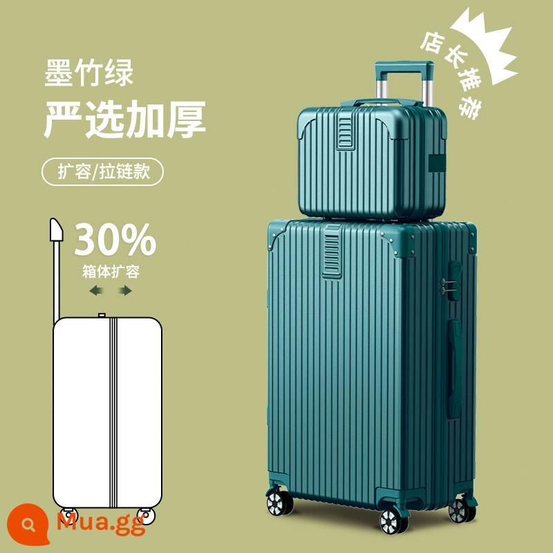 Vali nữ xe đẩy vali 24 inch 2022 bánh xe đa năng mới mật khẩu bao da 26 nam dung tích lớn 28 - Black Bamboo Green [Bộ mở rộng được lựa chọn nghiêm ngặt - Kích thước mở rộng 30% với công suất lớn hơn]