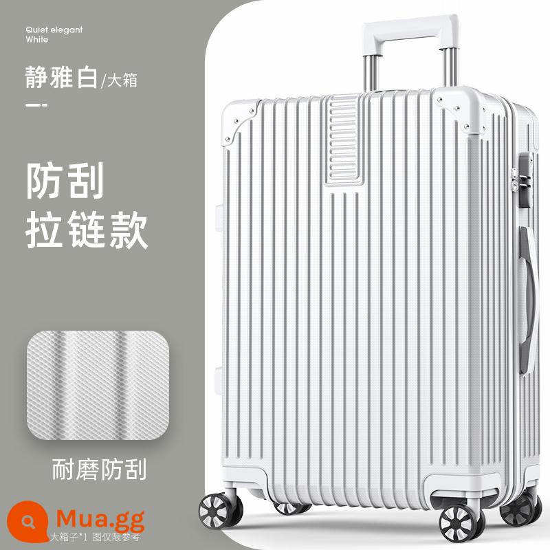 Vali nữ công suất lớn trường hợp xe đẩy 32 inch bánh xe đa năng vali nam mạnh mẽ và bền mật khẩu dày bao da - Mẫu dây kéo chống xước [Jingya White]